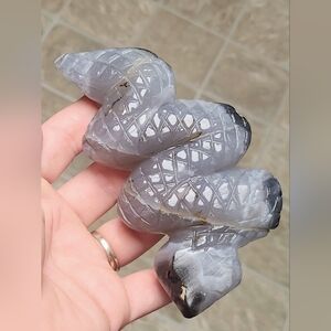 Volcano Agate UV Reactive Snake Carving | Carved Crystal Serpent | Natural